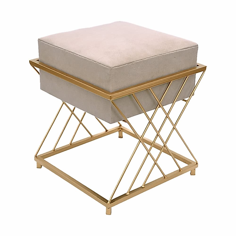 Puff quadrado liso, de ferro dourado - confortável para sentar, moderno, para sala, hall, closet, consultório