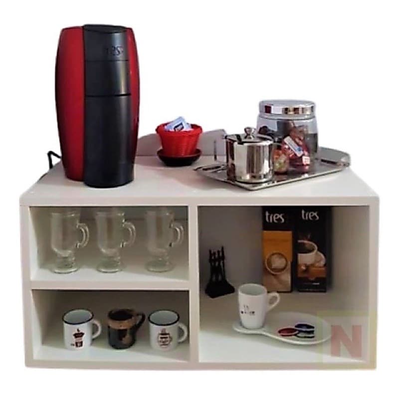 Suporte Para Cafeteira Nicho Cantinho Do Café Cozinha Escritório Mdf Branco tx