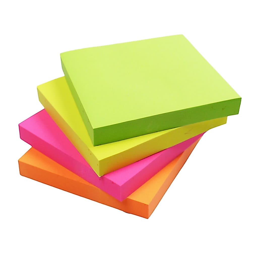 Bloco 4 Uni 2000 Folhas Adesivo Anotações Lembretes Notas Recados Colorido Neon Autoadesivo 3,8x3,8