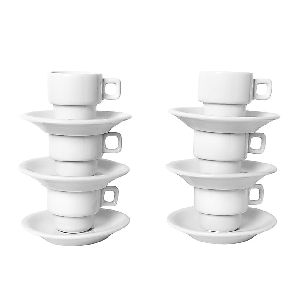 Kit 6 Xícaras de Café com Pires 75ml em Porcelana - Saldo de Fábrica