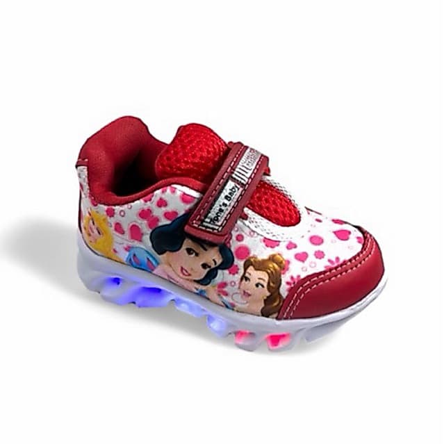 Tênis Infantil LED Princesa de Menina com Led Luzinha Personagem Bebe Vermelho Luzes Coloridas