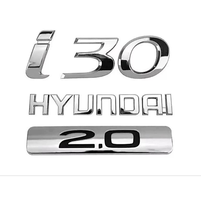 Emblema Hyundai I30 2.0 Letreiro Cromado Kit 3 Peças 09