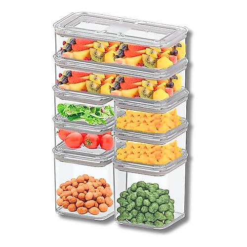 Kit 08 Potes Herméticos Organizador Mantimentos Alimentos Modo Cristal - Coza
