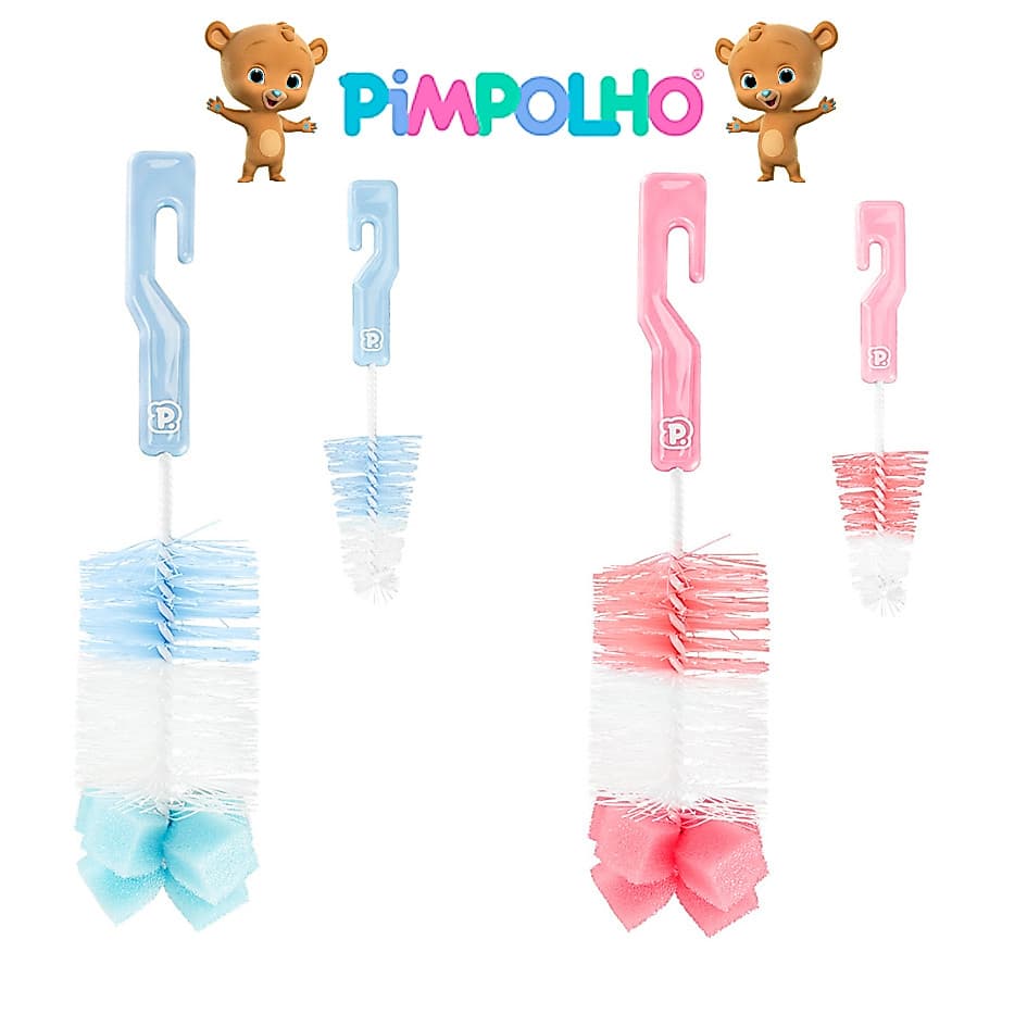 kit escova higienizadora de mamadeira e bico marca pimpolho