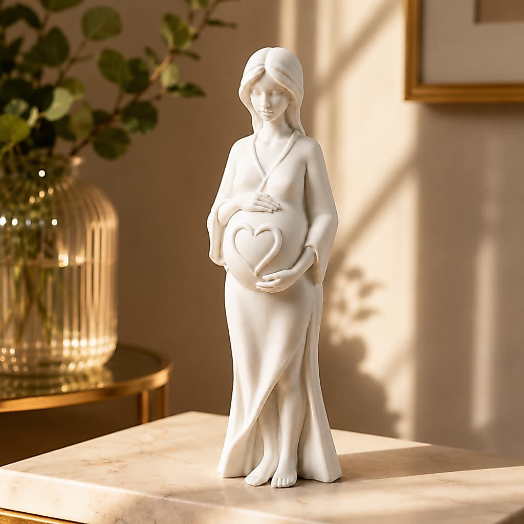 Escultura Maternidade Presente para Mae Decoracao Elegante Amor Materno Gestante 16CM Alta Qualidade