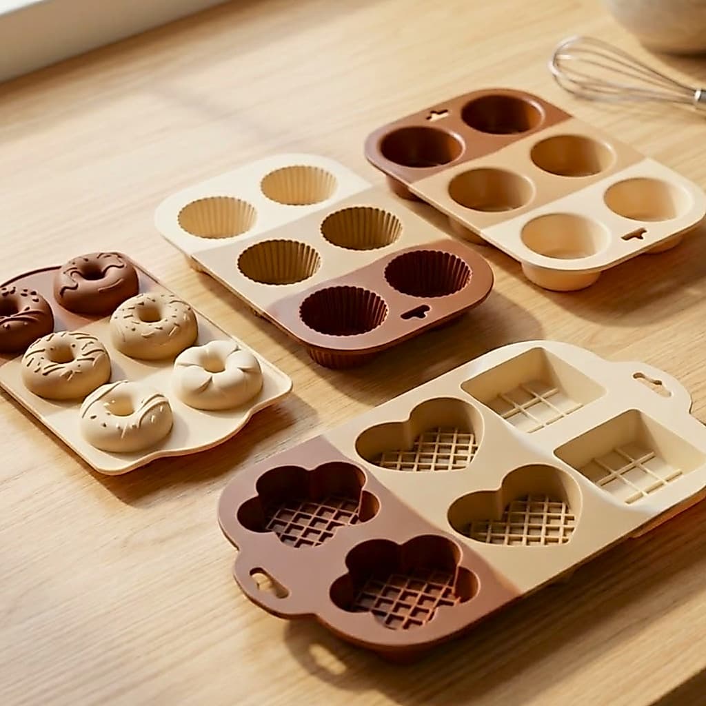 forma de silicone p/ biscoitos, doces, sobremesas, chocolates, cupcakes e rosquinhas, 4 formas
