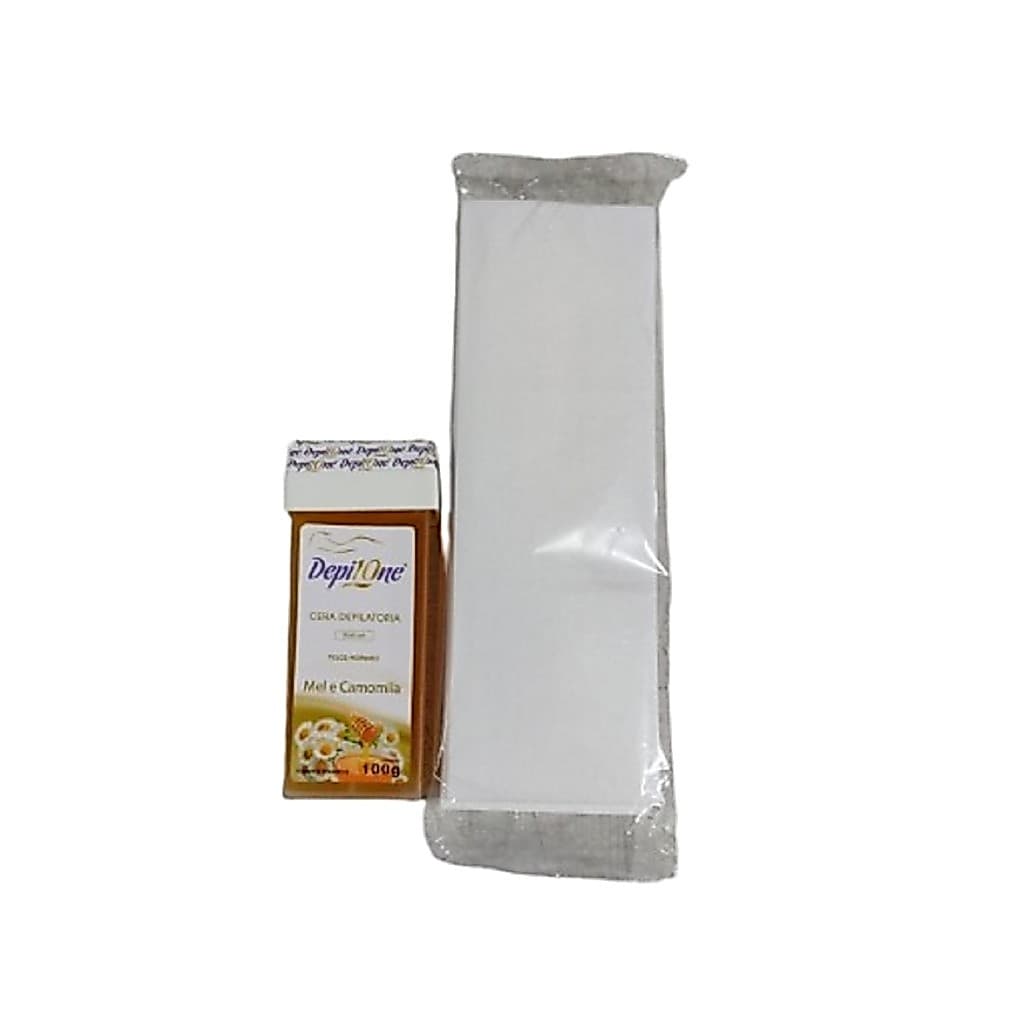 Kit depilação Cera Roll On 100g Depil One + papel depilação Tnt 100un