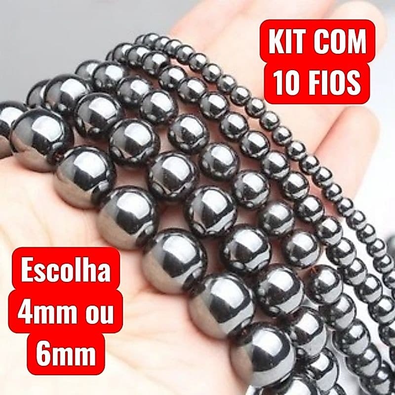 Fio de pedra natural hematita 10 unidades de FIO Tamanhos 6mm 4mm