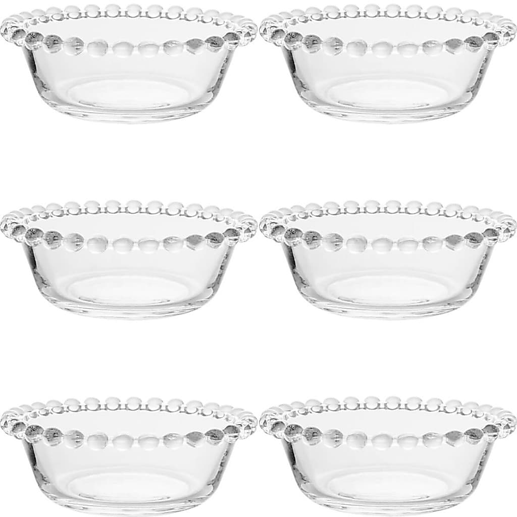 Conjunto 6 Bowls 180ml de Vidro Tigela para Sobremesa Frutas Petiscos Pearl Wolff Transparente