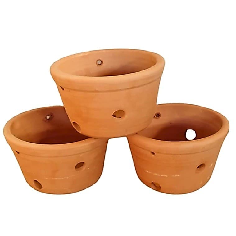 Trio De Vasos De Cerâmica Feito Artesanal  Para Orquídeas Cactos Suculentas Decorações Com Plantas Artificiais