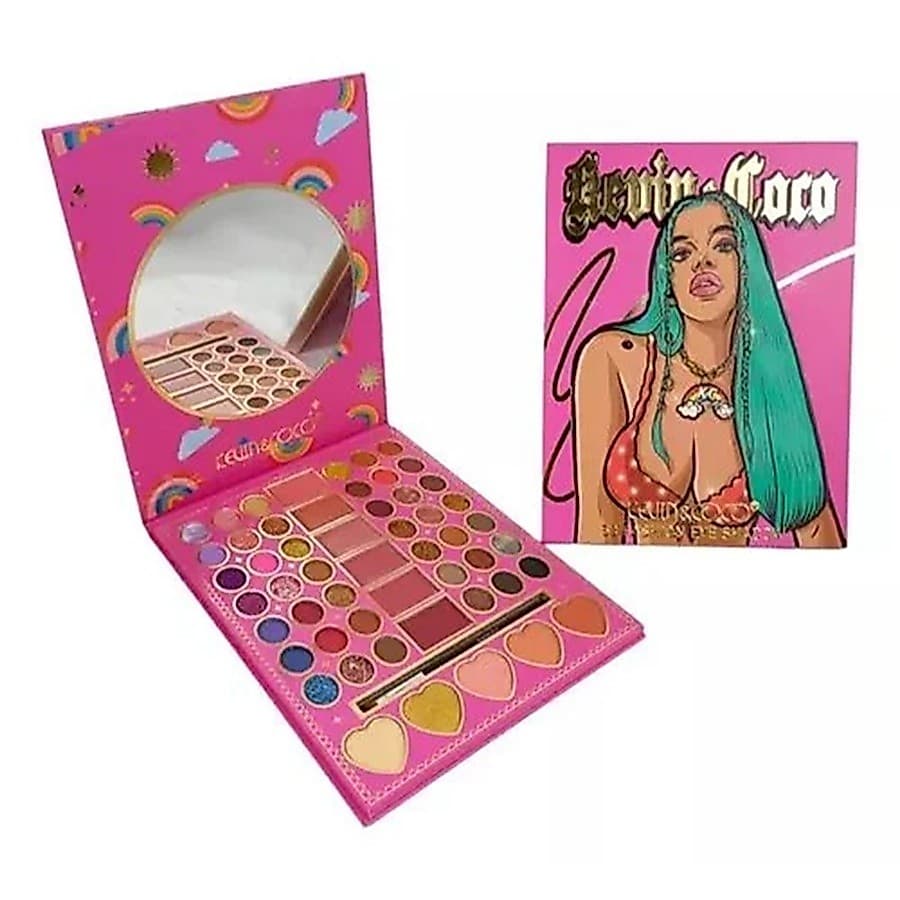 Estojo de Maquiagem Kit 42 Sombras + 6 tons de Batons + 5 tons de Blush/Pó - Kevin E Coco