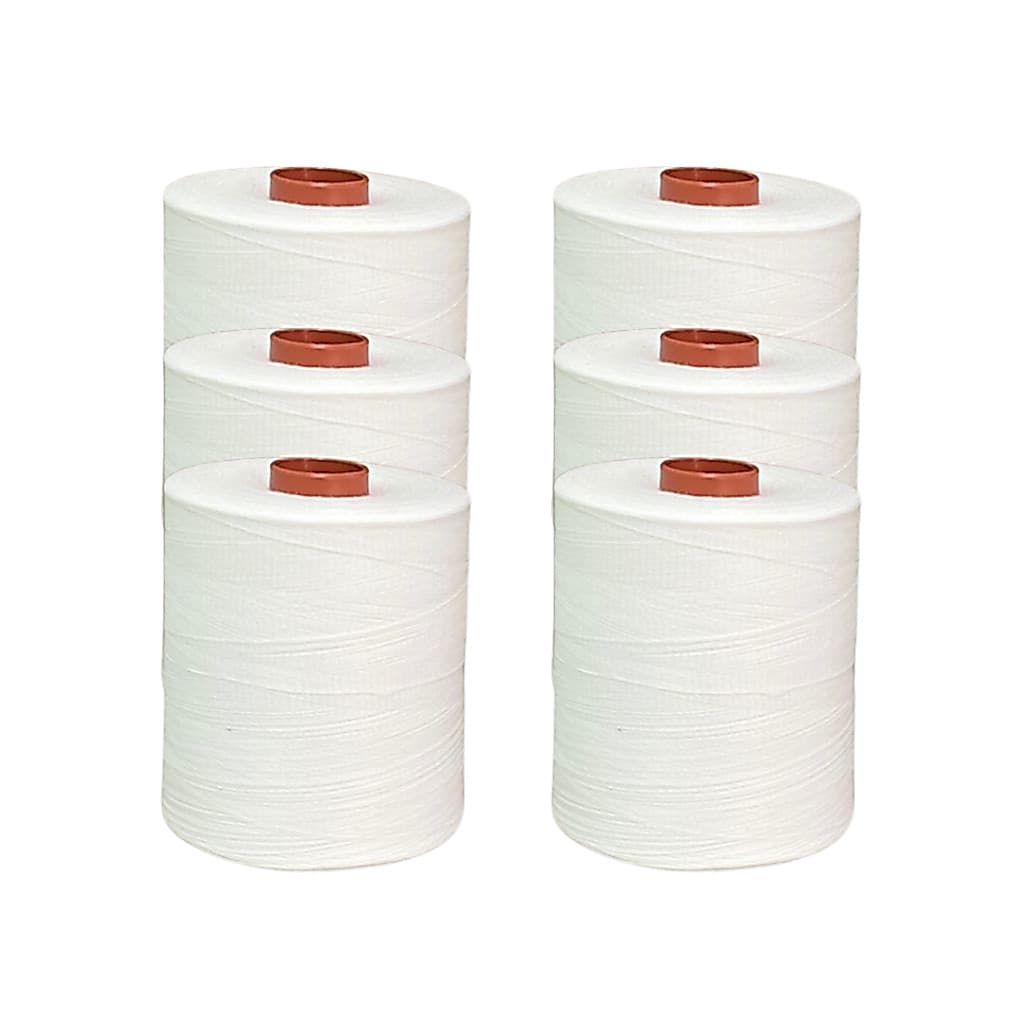 kit com 6 Linhas 120 - 20.000 Metros - Cor Branco - Máquina de Costura