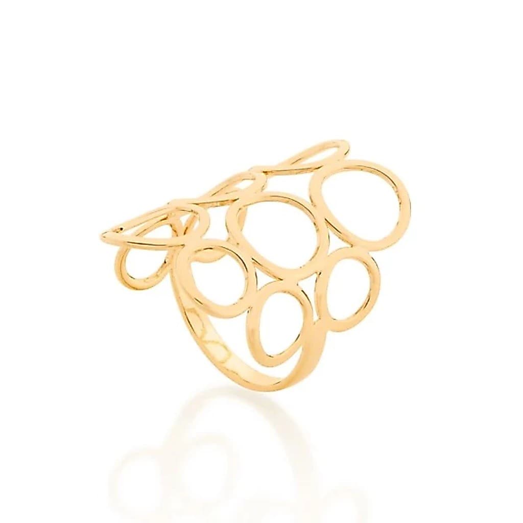 Anel  de Círculos Vazados - Maxi - Folheado a ouro 18K