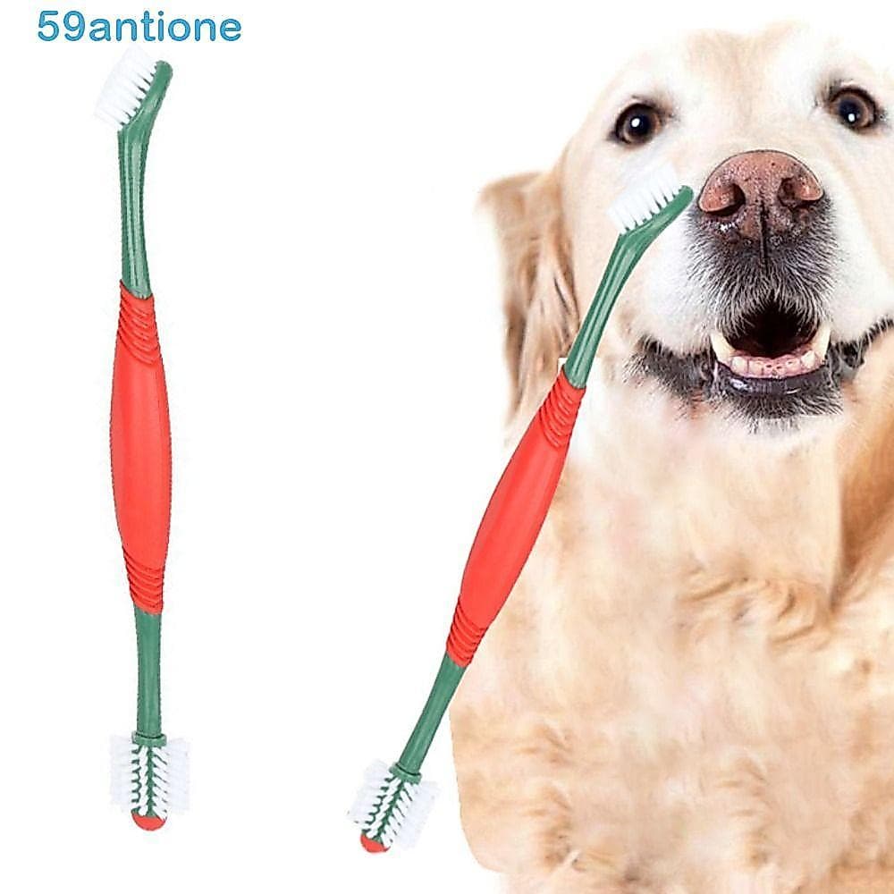 Escova De Dentes De Cabeça Dupla ANTIONE Pet , 360 ° Multiângulo Resistente Ao Desgaste , Ferramentas De Limpeza Para An