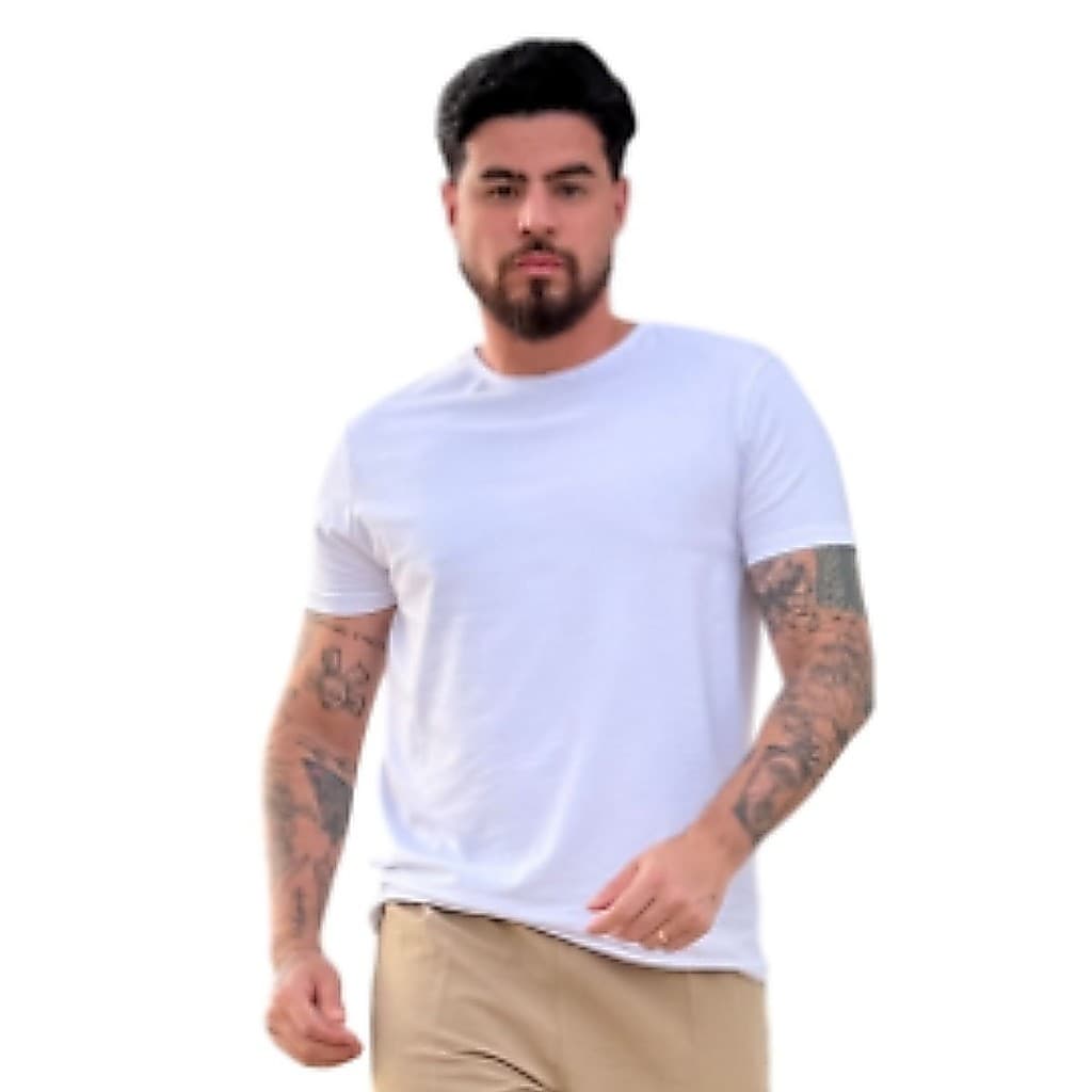 Camiseta Branca 1/2 Malha 30.1 Penteada| CDP | Padrão Preso | Cadeia | Presídio | Lisa | Gola Careca
