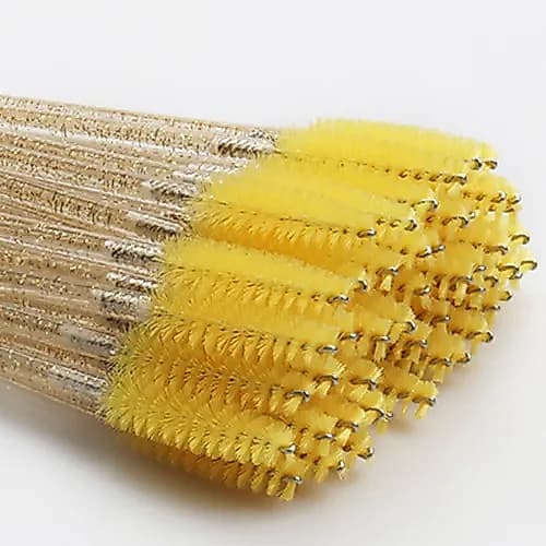 50 Escovinhas Descartável extensão Cílios e Sobrancelhas Com Glitter - DOURADA
