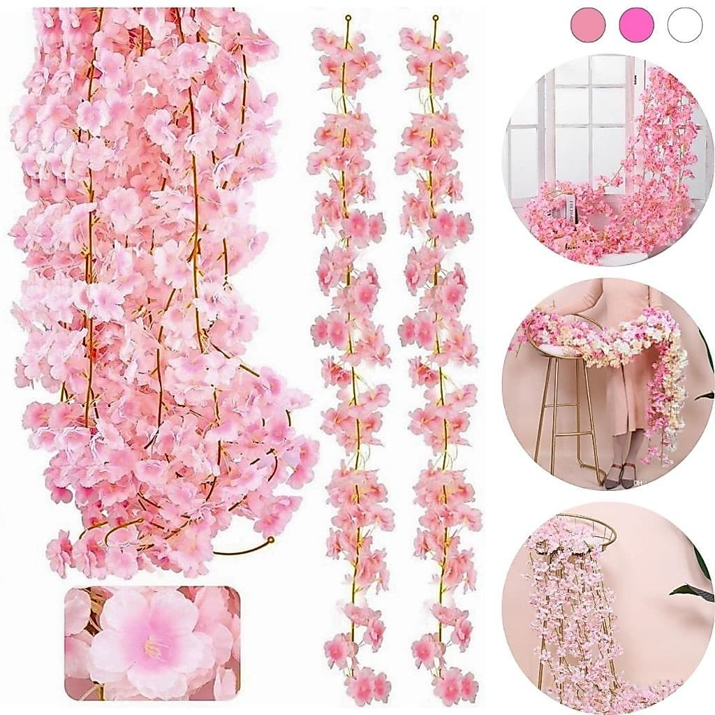 Corrente De Cerejeira Artificial 180cm Flores Decoração Decorativa Flor Artificial Trepadeira