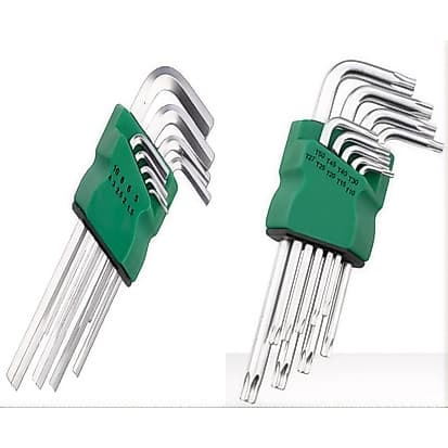 Conjunto de 9 chaves Allen de aço inoxidável polido, tamanhos T10-T50, adequadas para manutenção e ajuste VANT