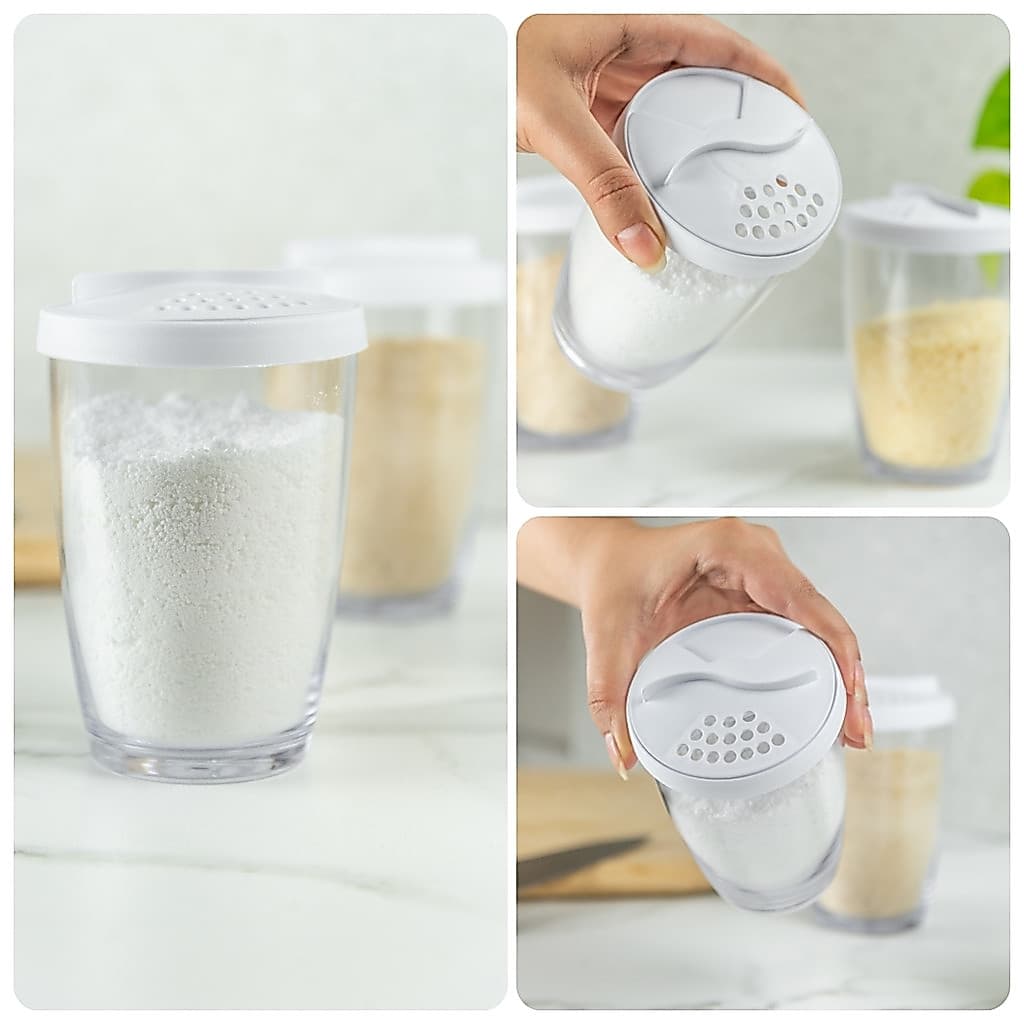 Farinheiro Queijeira Porta Tempero Pote Plástico 350ml Tampa Dosadora Multiuso Cozinha - OU