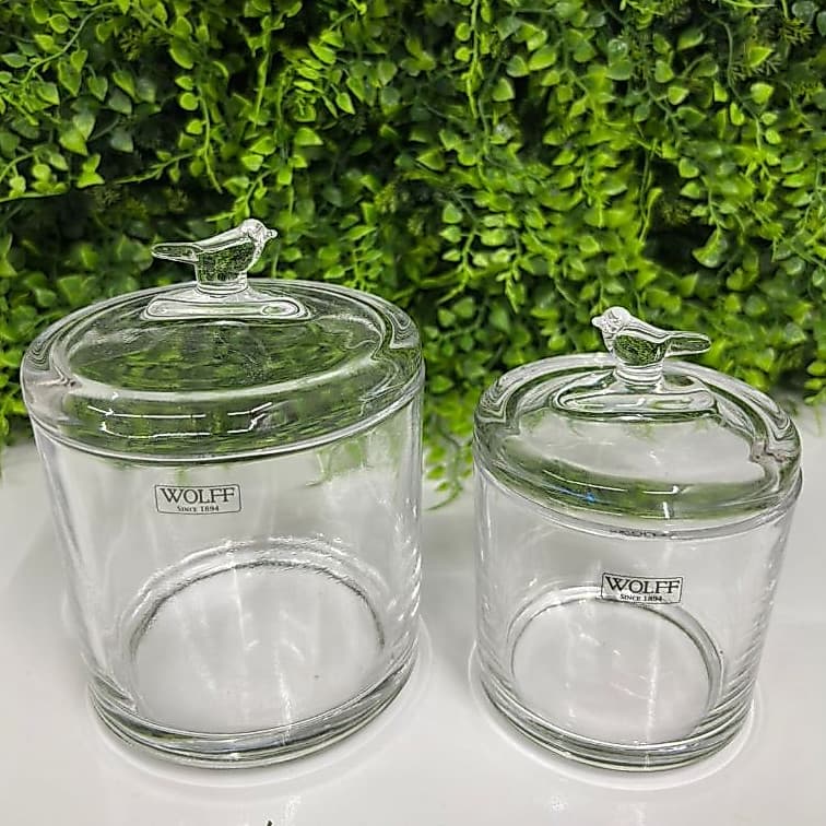 Kit Potes de Cristal Ecológico com tampa Bird