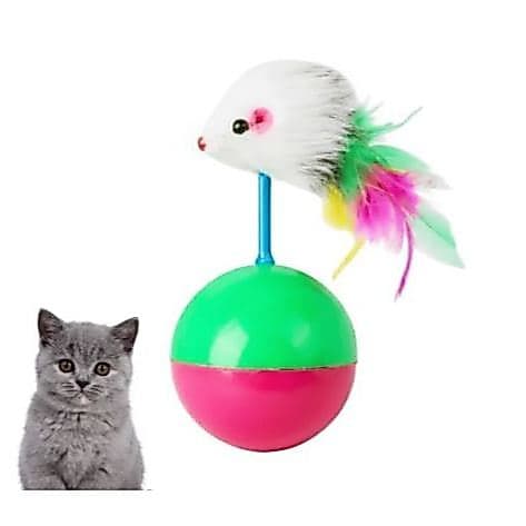 Brinquedo Interativo João Bobo Com Rato,  João Bobo com Catnip e Pena Para Gatos Cat Gato ratinho colorido
