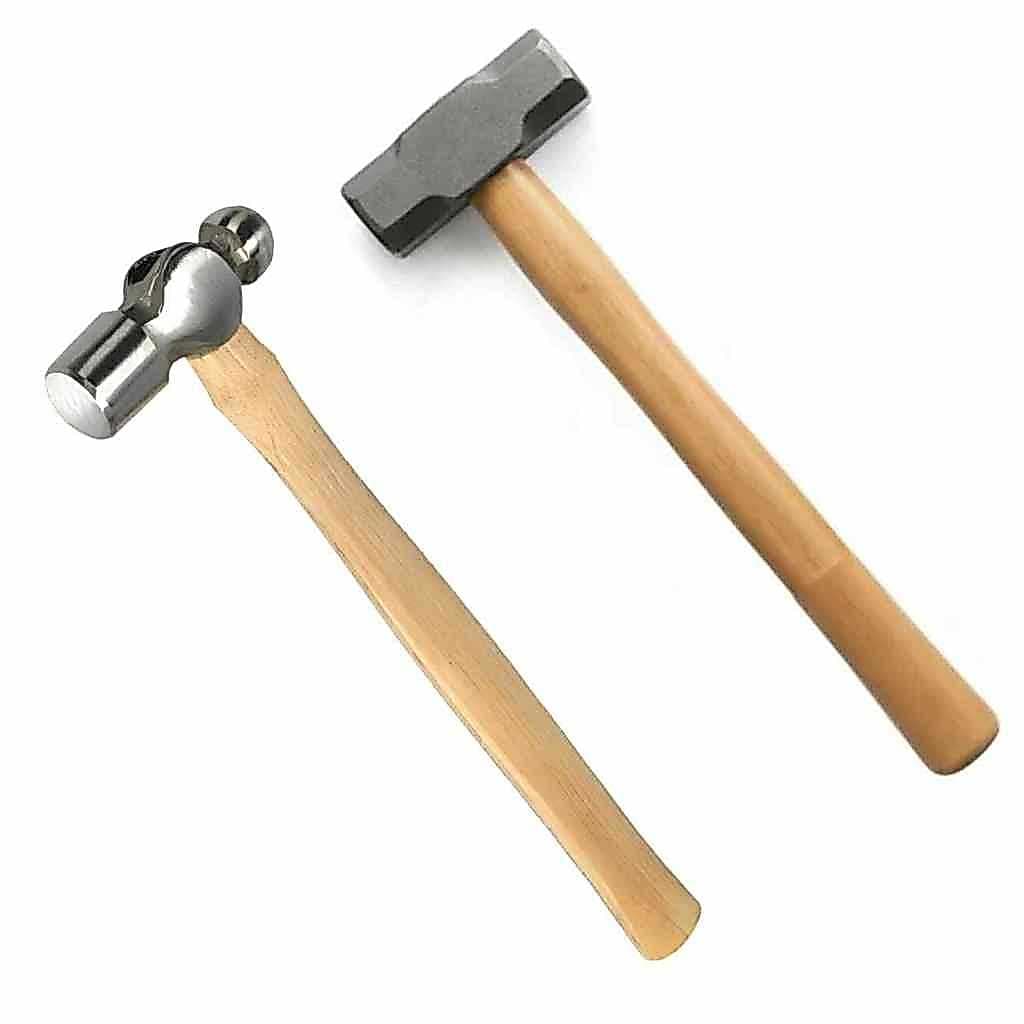 kit martelo bola 600g + marreta 500g profissional de aço forjado e cabo de madeira resistente