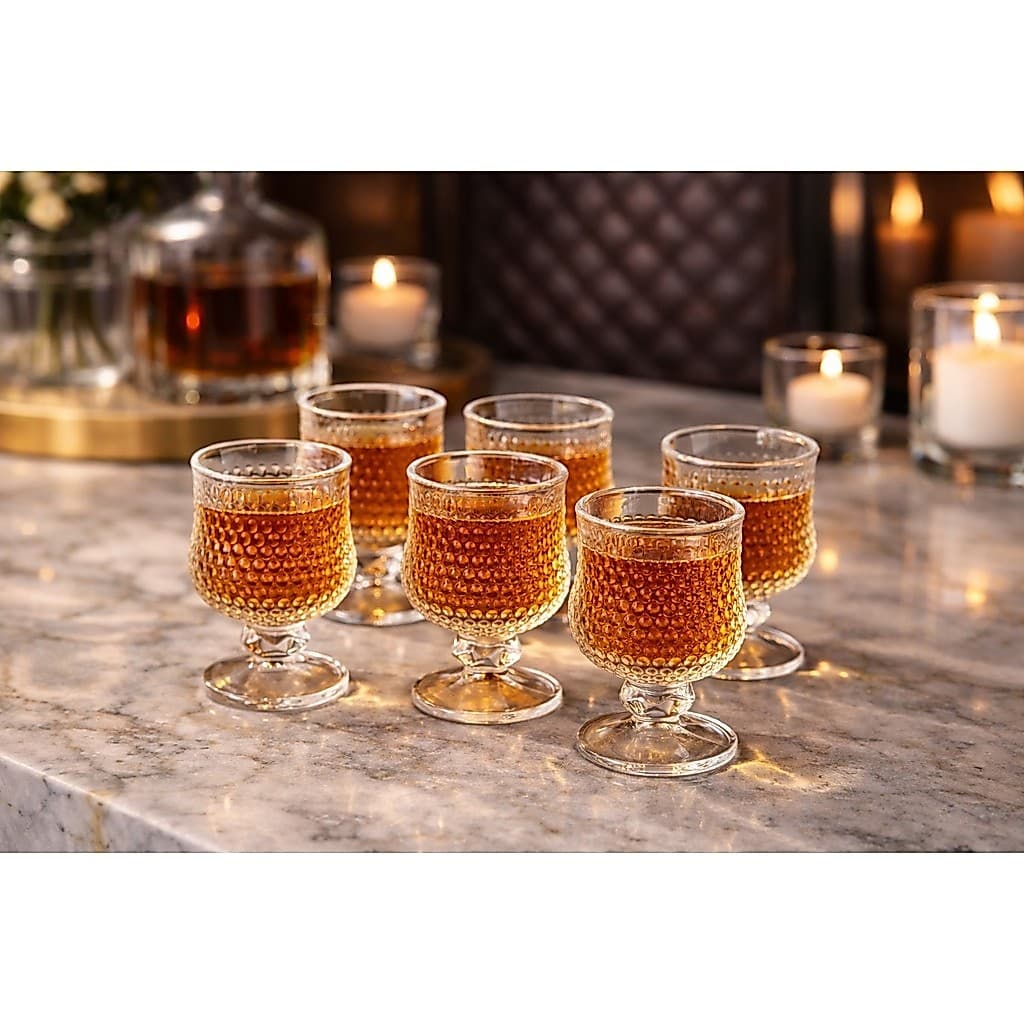 Taça Pequena de Vidro Decorada Licor Dose Vintage Elegante Mini Bar Café