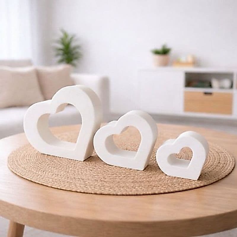 Kit Coração 3D  – Decoração Romântica Minimalista e Moderna, Enfeite para Quarto e Sala para seu lar