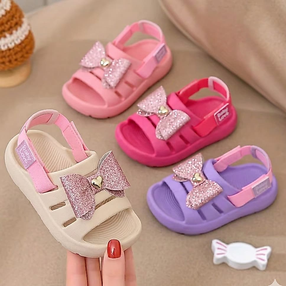 Sandália Babuche Infantil Menina Ortopédico Feminino Laço Glitter Baby Love