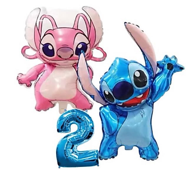 Kit 3 Balões Festa Stitch Número 40 cm Balão Metalizado Aniversário Idade Decoração Eneite Lembrancinha