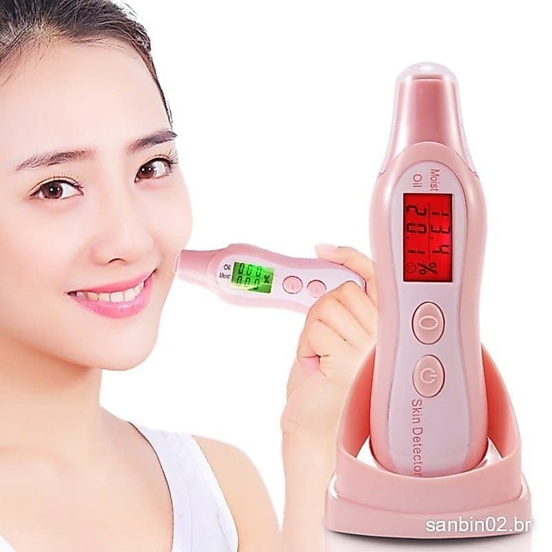 Analisador Digital De Conteúdo Facial De Óleo De Pele De Precisão LCD Medidor De Umidade A Bateria Detector De Cuidados
