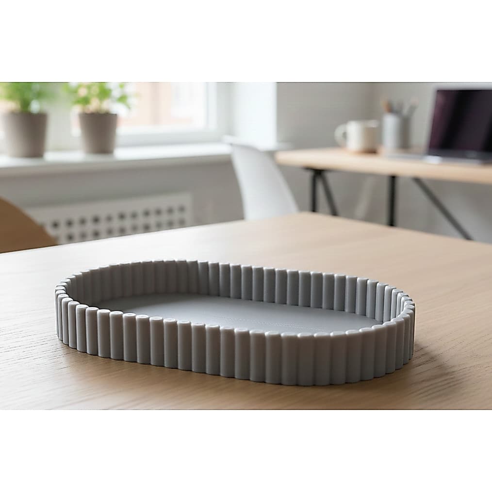 Bandeja Organizadora 19,5m ou 15,5 cm  Pill  -  Bandeja Oval Canelada - Bandeja Decorativa Ondulada - Design Minim