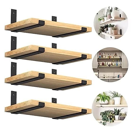 1 a 4 Prateleiras industrial DE 40cm a 60CM + kit instalação e suporte de ferro cantoneira mão francesa invertida