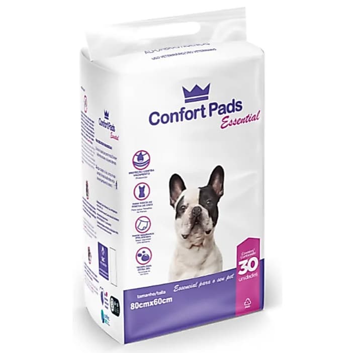 Tapete Higiênico 80x60 Confort Pads 30un AltaAbsorção Antivazamento Controle de Odores Para Cães Pet