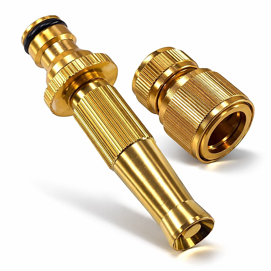 Kit Ajax Esguicho Alumínio Dourado Engate Rápido Bico Regulável Mangueira 1/2" Jardim Lavagem