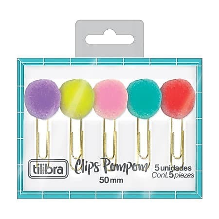 CLIPS 50MM POMPOM COLOR COM 5 TILIBRA