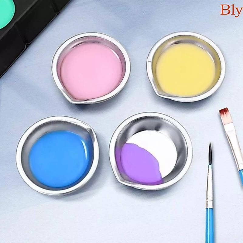 Bly 6 Peças Bandeja Pigmentos Pintura Pequena Redonda Aquarela Paleta Mistura Aço Inoxidável