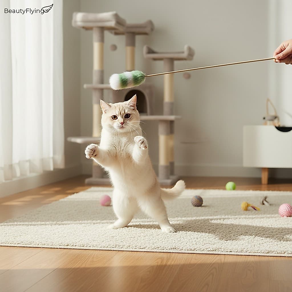 Varinha De Provocação De Gato De Pele De Coelho-Brinquedo Interativo Durável E Resistente À Mastigação Para Gatos Intern