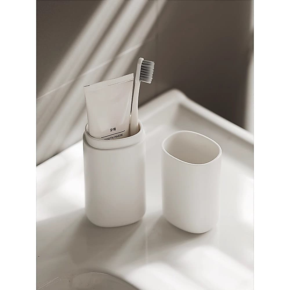 Copo para enxaguatório bucal de viagem, portátil, caixa de armazenamento de escova de dentes simples, conjunto de copo d