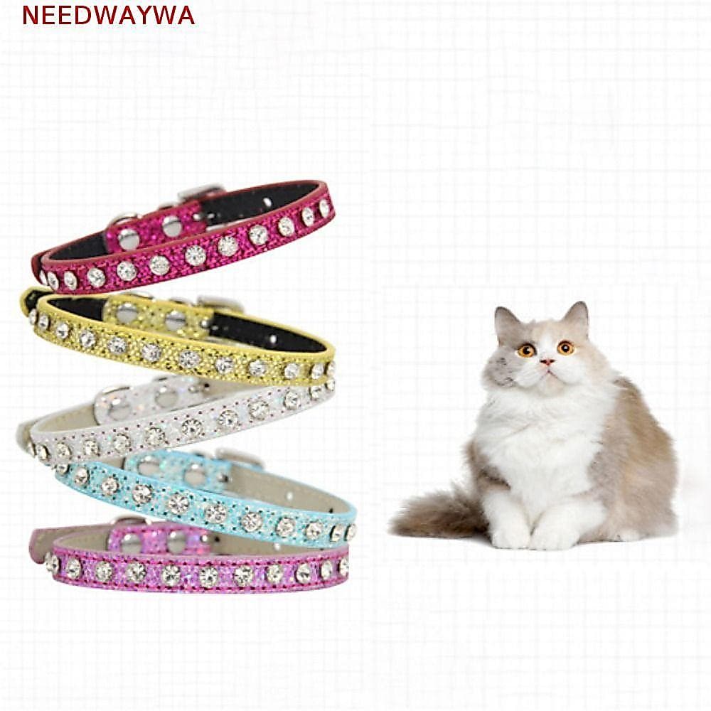 NEEDWAYWA Coleiras Para Gatos Com Strass Brilhante , Coleira De Gato De Diamante Super Ajustável , Reflexiva