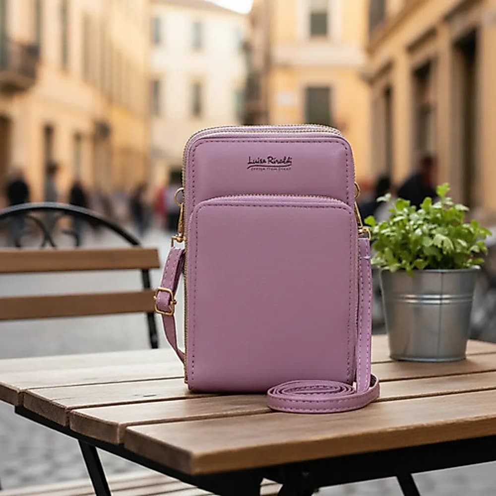 Bolsa Transversal Compacta Com Três Divisórias E Zíper