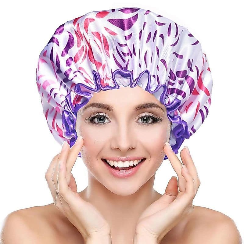 Pronto estoque novo estilo simples cor sólida Extra grande dupla camada touca de banho adulto senhoras moda banho touca