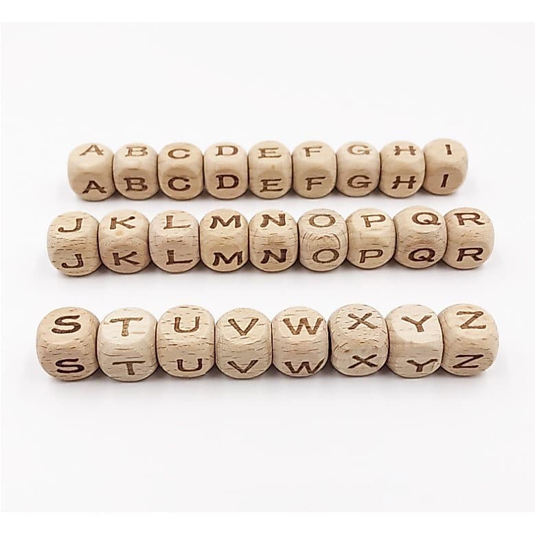 Diy jóias acessórios 26 letras números educação infantil quebra-cabeça bebê molares ambientalmente amigável faia