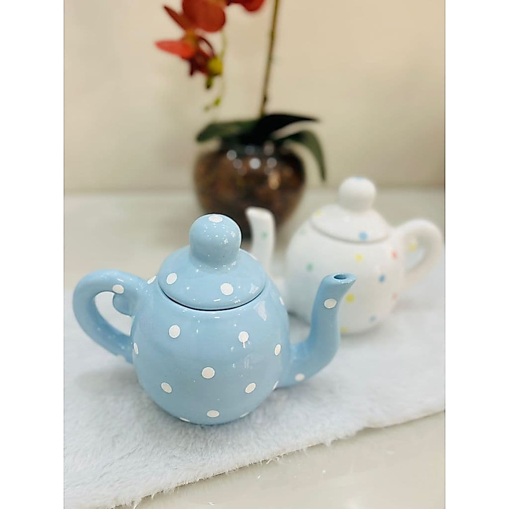 Bule Cerâmica Poá 900 ml Mesa Posta Chá Café Buffet Decoração Festa Chá De Cozinha Bolinhas