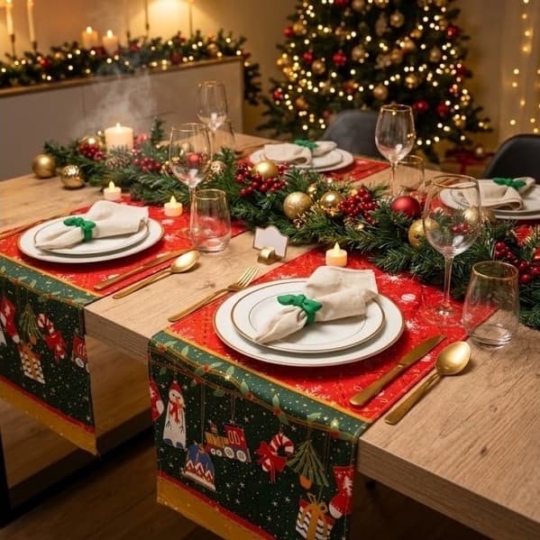 Kit mesa Posta de natal: 2 trilhos + 4 portaguardanapos/ jantar natalino / jogo americano / toalha de natal