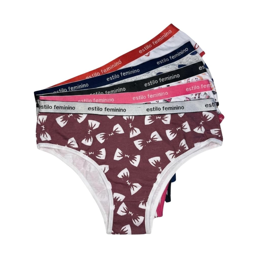 Kit 6 Calcinhas Especial Plus Size Algodão Conforto Cotton Estampadas Com Forro 100% Algodão