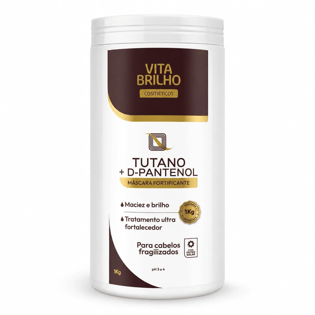 Máscara Capilar Reconstrutora Tutano + D-Pantenol 1kg Vita Brilho para Cabelos Danificados, Fragilizados e Ressecados