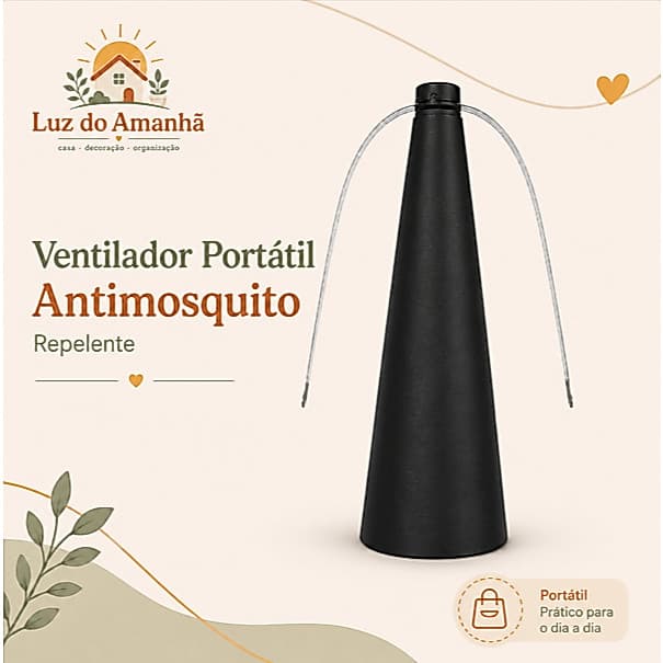 Ventilador Portátil Antimosquito Repelente Silencioso 25cm Ambiente Interno Externo