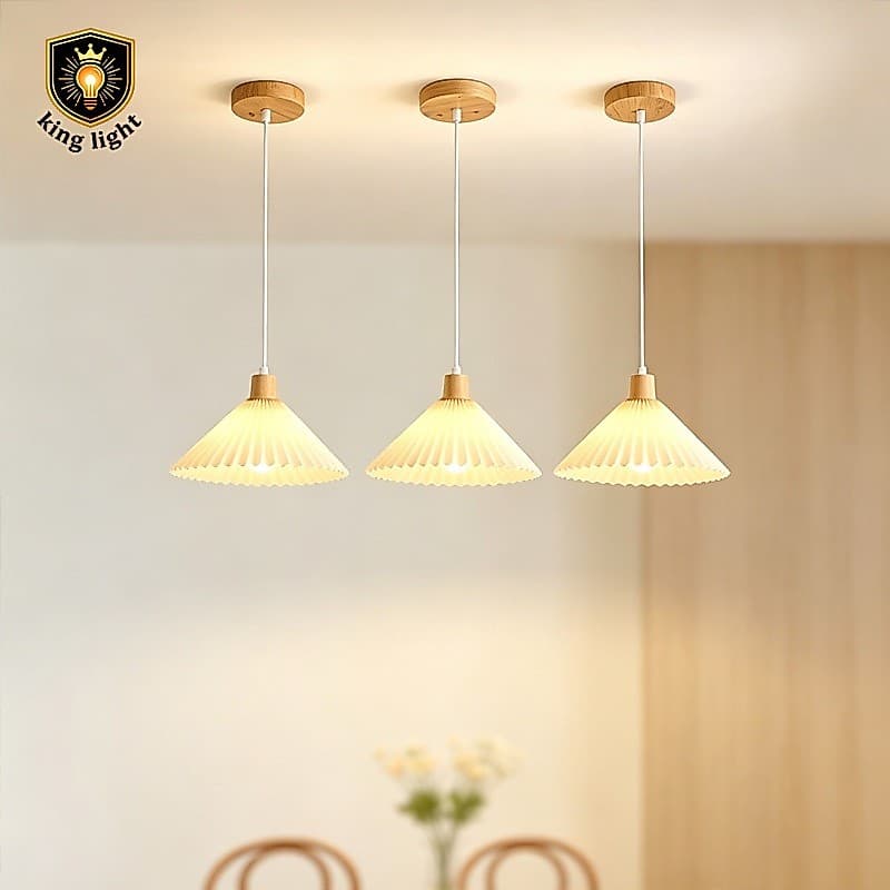 Luminária Pendente de Teto 1 Cabeça Tecido Plissado Abajur Moderno Luz Suave Sala Quarto Jantar Decoração Elegante