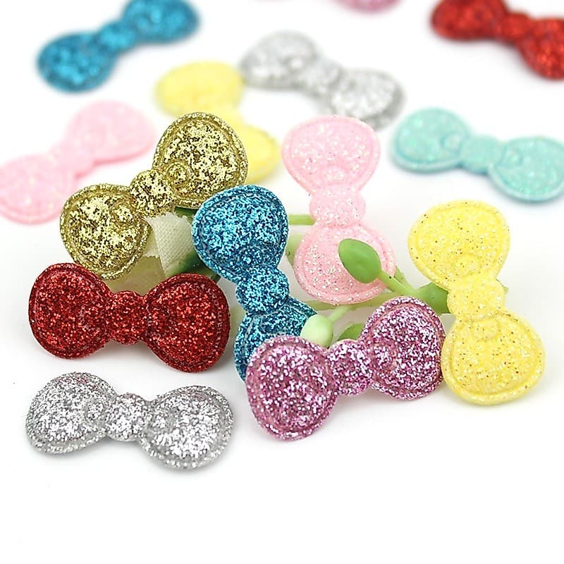 80 Peças 1 * 2.2cm Apliques De Laço Com Glitter Para Cabelo BB Clipe Acessórios De Decoração